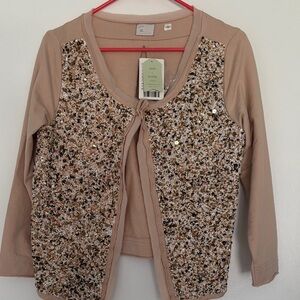 Anthropologie Light Pink Sequin Cardigan